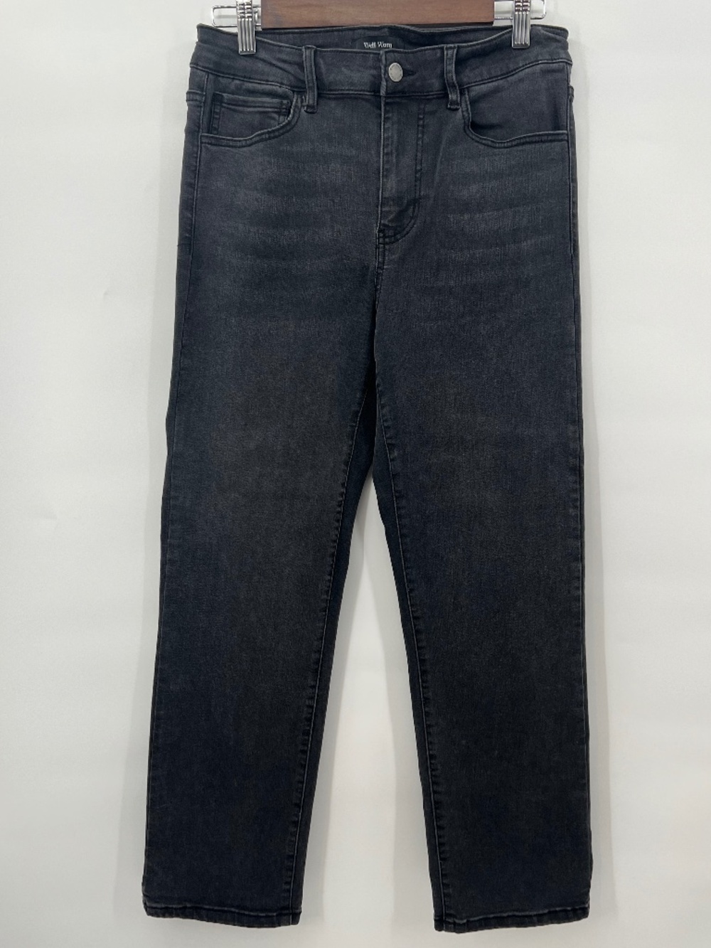 Well Worn Women Size 6/28 High Rise Classic Straight Stretch Denim Jeans Black
